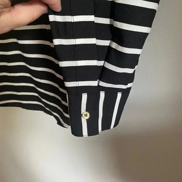 Calvin Klein Black and White Stripped Blouse - Picture 10 of 13